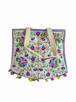 Ritzie Handcrafted Shoulder Boho Sling Tote Bag for Women, Traditional Indian Flower Design 2