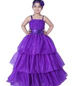 Purple plain net kids-girl-gowns