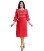 RED RAYON LONG kurti for Women