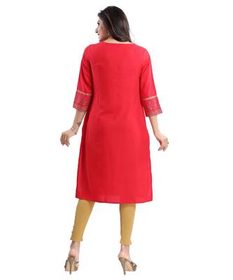 RED RAYON LONG kurti for Women 4
