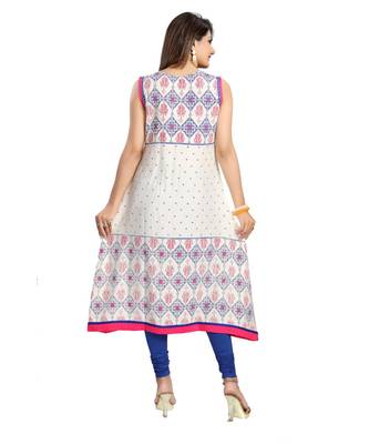 Print Precious White A-line Designer Cotton kurti 4