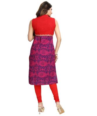 Pure Purple Jacket Style Printed Sleeveless Kurti for Daily wear 3