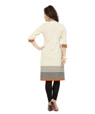 Contemporary Beauty Off White Cotton Short kurti for Women 3