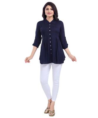 NAVY BLUE RAYON CLASSY kurti FOR ULTIMATE LOOK 1