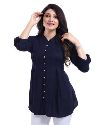 NAVY BLUE RAYON CLASSY kurti FOR ULTIMATE LOOK 3