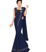 Navy Blue Ready To Wear Stitching Blouse With Broach And Sequence