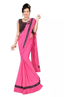 Rani Pink Ready To Wear Stitching Blouse With Broach And Sequence
