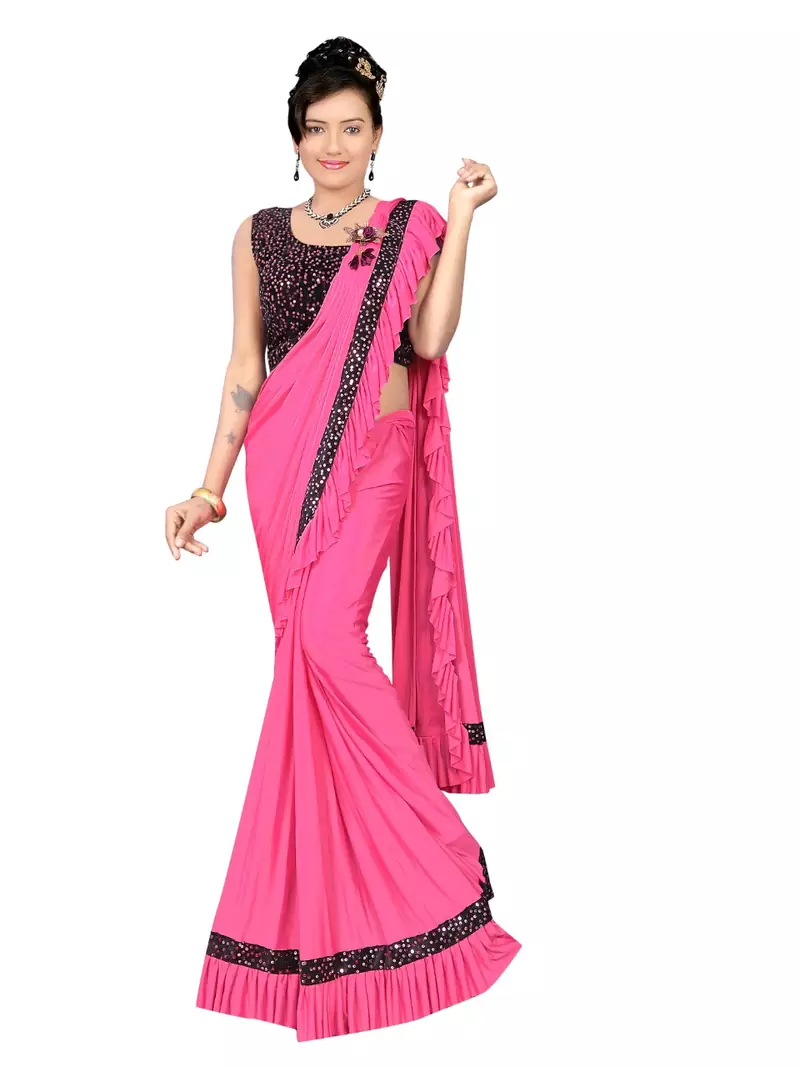 Rani Pink Ready To Wear Stitching Blouse With Broach And Sequence