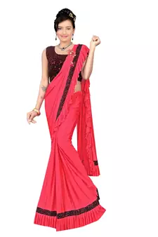 Pink Ready To Wear Stitching Blouse With Broach And Sequence