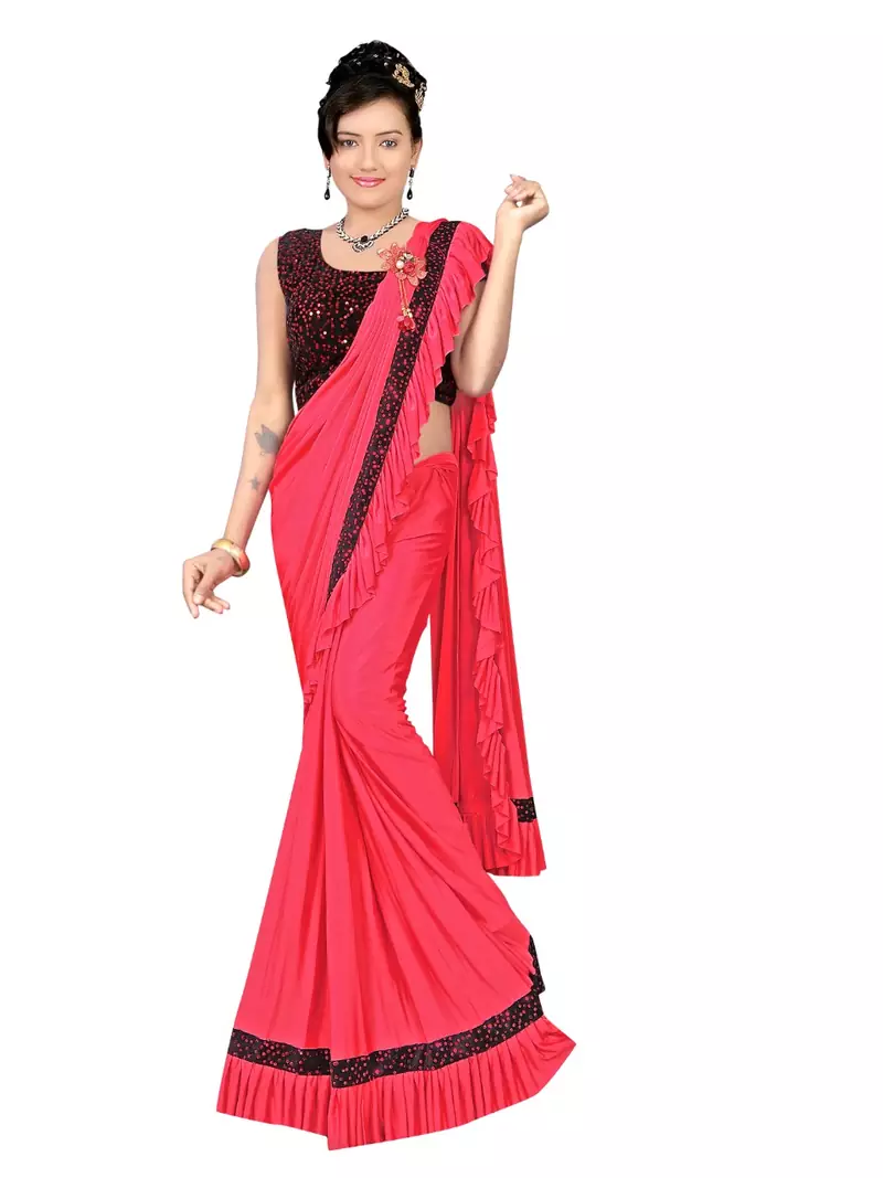 Pink Ready To Wear Stitching Blouse With Broach And Sequence