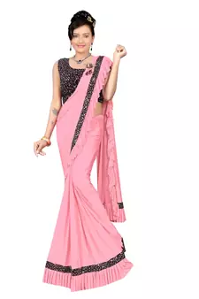 Baby Pink Ready To Wear Stitching Blouse With Broach And Sequence