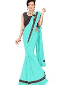 Sky Blue Ready To Wear Stitching Blouse With Broach And Sequence