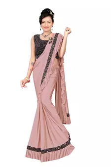 Navy Blue Ready To Wear Stitching Blouse With Broach And Sequence