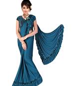 Blue Ready To Wear Stitching Blouse With Broach And Sequence