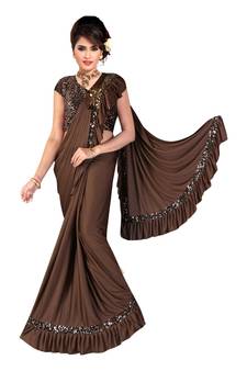Coffee Ready To Wear Stitching Blouse With Broach And Sequence
