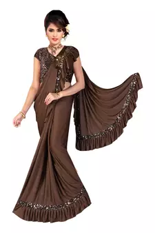 Coffee Ready To Wear Stitching Blouse With Broach And Sequence