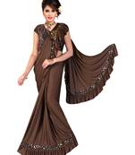 Coffee Ready To Wear Stitching Blouse With Broach And Sequence