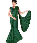 Dark Green Ready To Wear Stitching Blouse With Broach And Sequence