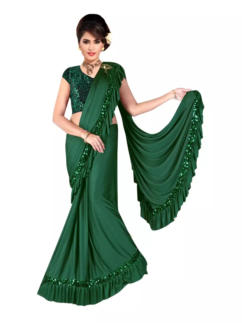 Dark Green Ready To Wear Stitching Blouse With Broach And Sequence