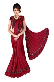 Maroon Ready To Wear Stitching Blouse With Broach And Sequence