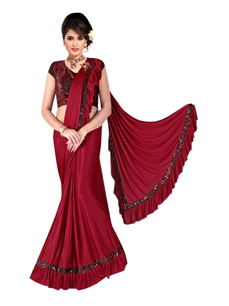 Maroon Ready To Wear Stitching Blouse With Broach And Sequence