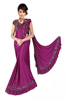 Wine Ready To Wear Stitching Blouse With Broach And Sequence