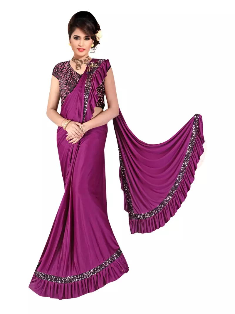 Wine Ready To Wear Stitching Blouse With Broach And Sequence