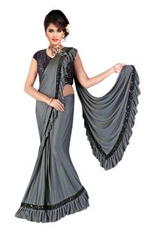 Grey Ready To Wear Stitching Blouse With Broach And Sequence