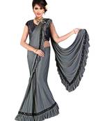 Grey Ready To Wear Stitching Blouse With Broach And Sequence