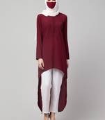 Maroon Asymmetrical Tunic With A Trouser Co-ord Set
