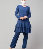 Blue Dual Layered Tunic With Matching Trouser Co-ord Set