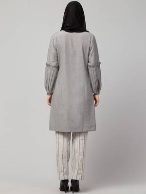 Grey Cotton Tunic With Striped Cotton Trouser Co-ord Set 5