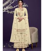 Off White Georgette Semi Stitched Salwar Suits