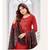 Red embroidery zarna silk unstitch churidar suits churidar salwar suits