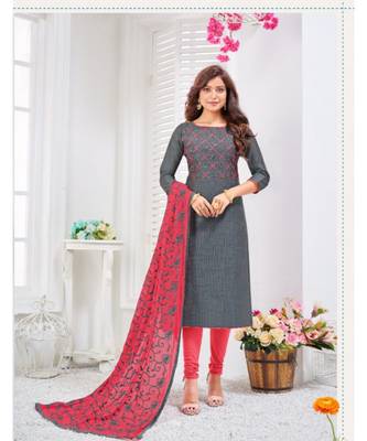 Blue embroidery zarna silk unstitch churidar suits churidar salwar suits 1