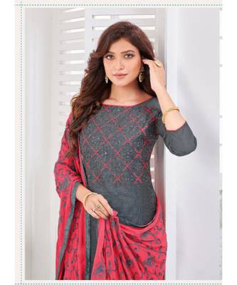 Blue embroidery zarna silk unstitch churidar suits churidar salwar suits 2