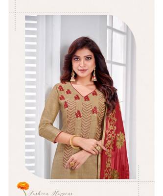 Beige embroidery zarns silk unstitch churidar suits churidar salwar suits 2