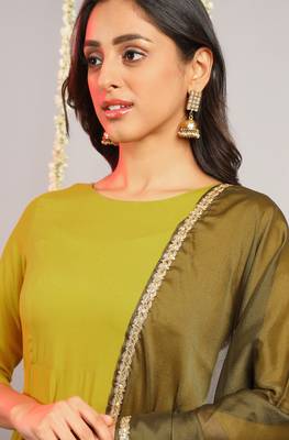 Mustard plain rayon salwar 4