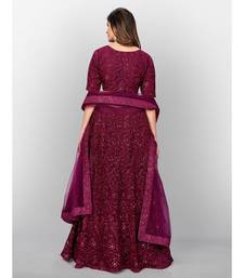 Light Burgundy Coloured Semi Stitched Lehenga & Unstitched Blouse with Dupatta