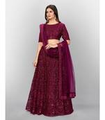Light Burgundy Coloured Semi Stitched Lehenga & Unstitched Blouse with Dupatta