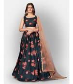 Dark Blue Coloured Semi Stitched Lehenga & Unstitched Blouse with Dupatta