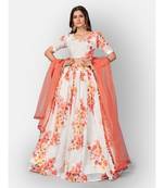 White Coloured Semi Stitched Lehenga & Unstitched Blouse with Dupatta