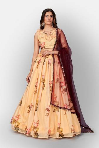 Yellow Coloured Semi Stitched Lehenga & Unstitched Blouse with Dupatta