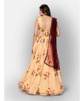 Yellow Coloured Semi Stitched Lehenga & Unstitched Blouse with Dupatta 2