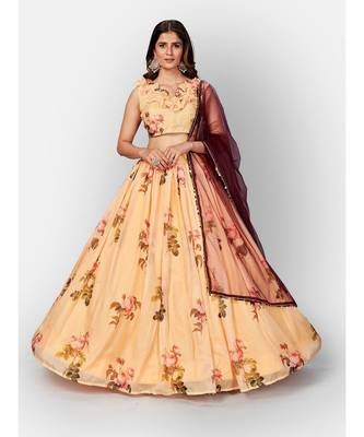 Yellow Coloured Semi Stitched Lehenga & Unstitched Blouse with Dupatta 3