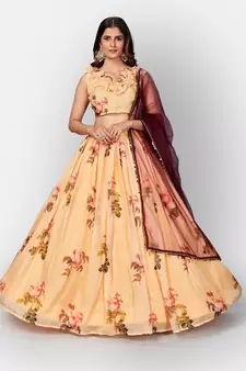 Yellow Coloured Semi Stitched Lehenga & Unstitched Blouse with Dupatta