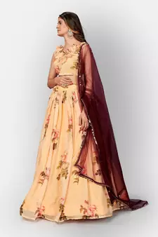 Yellow Coloured Semi Stitched Lehenga & Unstitched Blouse with Dupatta