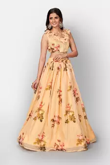 Yellow Coloured Semi Stitched Lehenga & Unstitched Blouse with Dupatta
