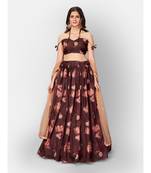 Brown Coloured Semi Stitched Lehenga & Unstitched Blouse with Dupatta