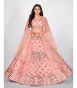 Pink & Silver Foil Zari Semi Stitched Lehenga & Unstitched Blouse with Dupatta